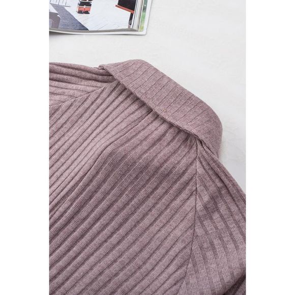 Azura Exchange  Purple Button Flap Pocket Ribbed Knit Shacket - Picture 13 of 15